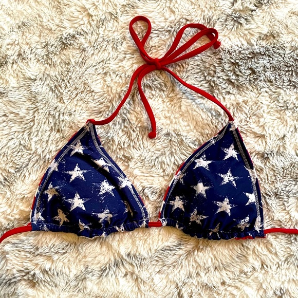 Red, white, and blue reversible Stars and Stripes bikini top - Picture 1 of 2